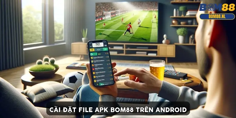 Màn hình cài đặt file APK BOM88 trên Android với nút xác nhận
